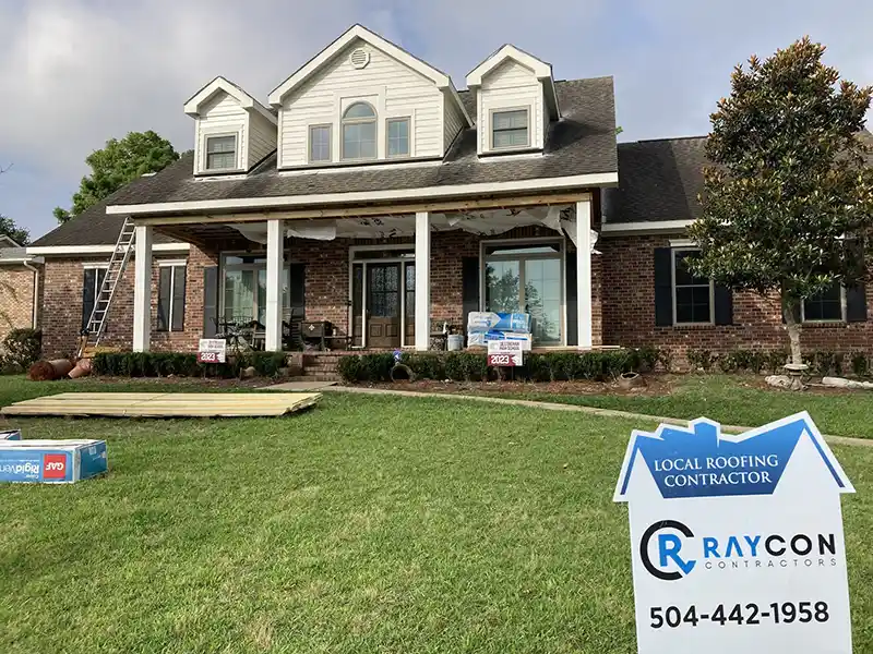 Roof replacement job in progress